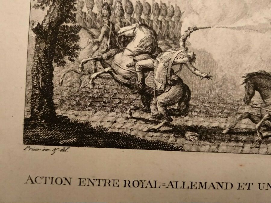 Antique Action entre royal: Allemand un detachement des gardes francaises en face ..
