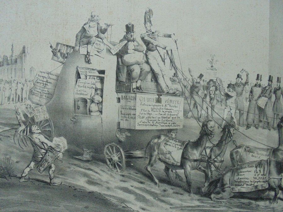 Antique Le Char de L'etat (Panoramic) - La Caricature, no 158, plat 330 et 331