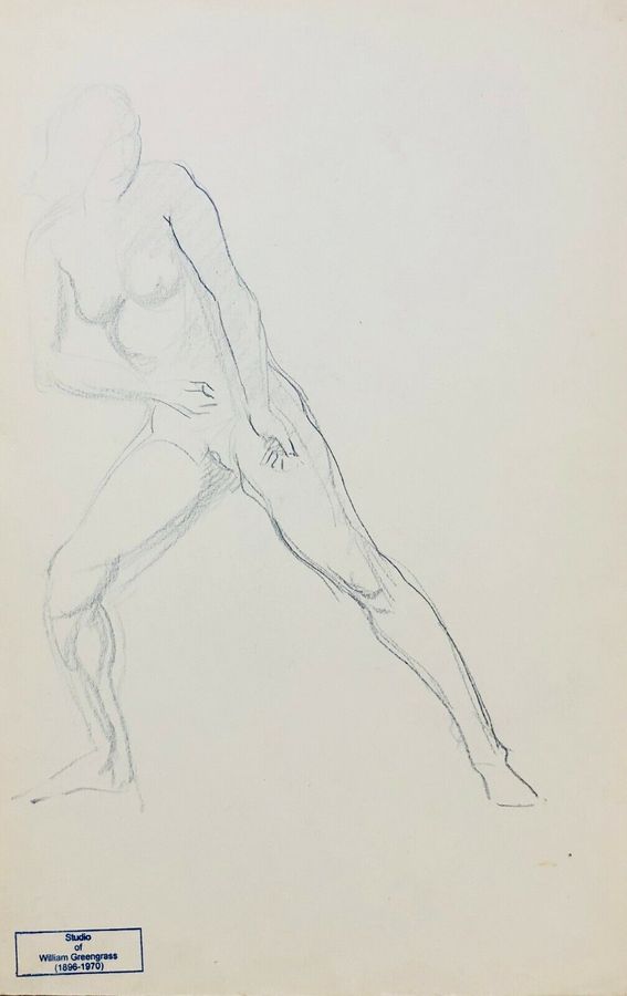 Antique William Greengrass (1896-1970), Study of a Female Nude, Recto/Verso