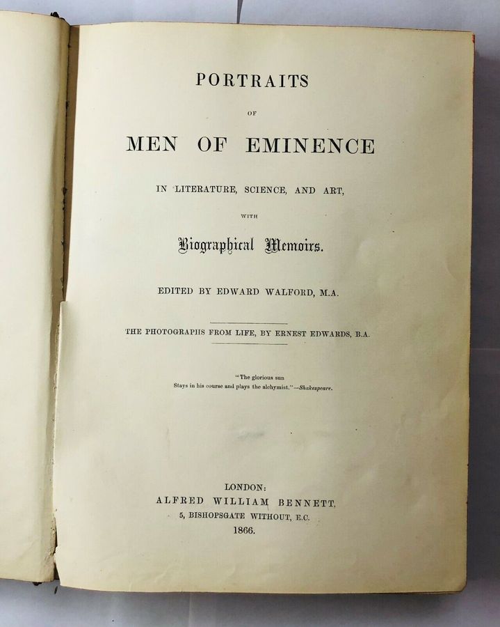 Antique Photographs, Portraits of Men of Eminence In Literature, Science, & Art (1866)