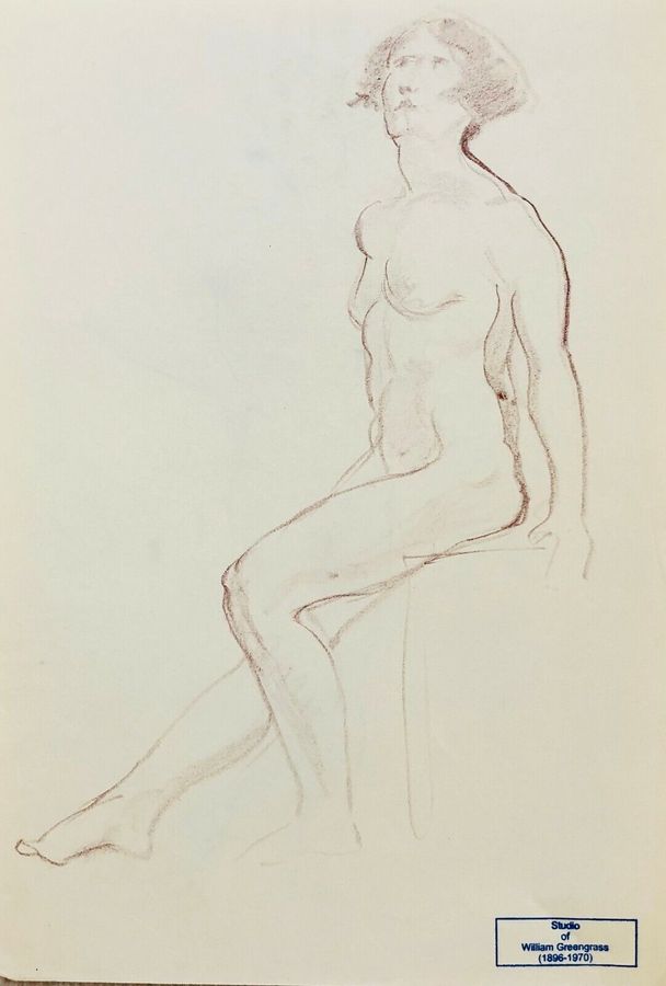 Antique William Greengrass (1896-1970), Study of a Female Nude, Recto/Verso