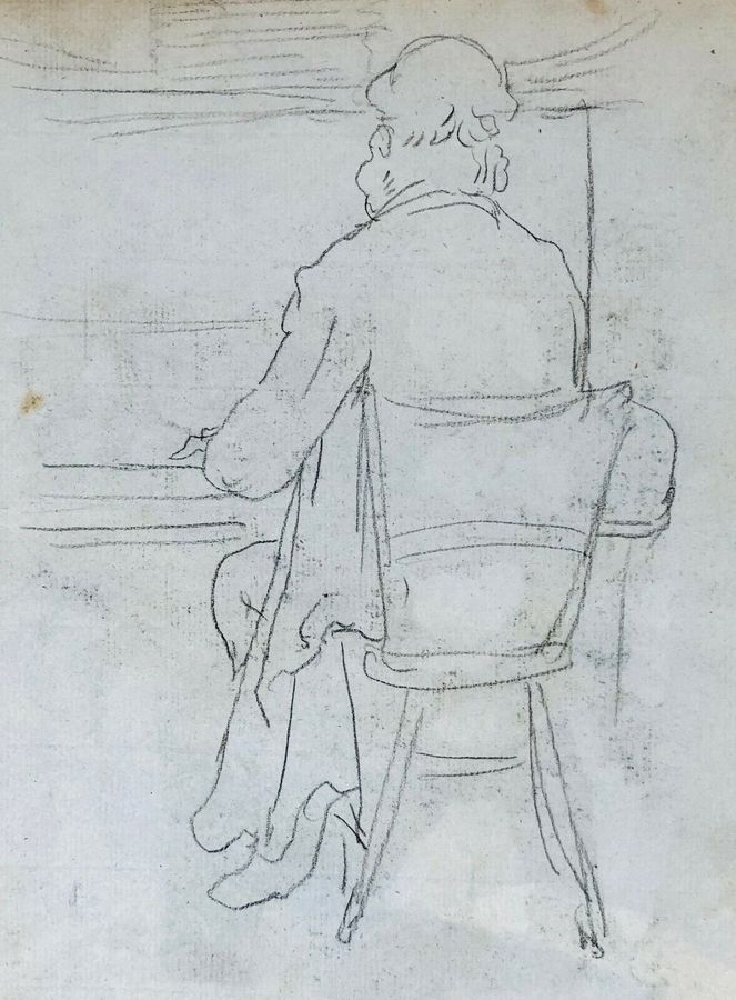 William Strang (1859 - 1921), "Figure Study", Recto/Verso, Pencil