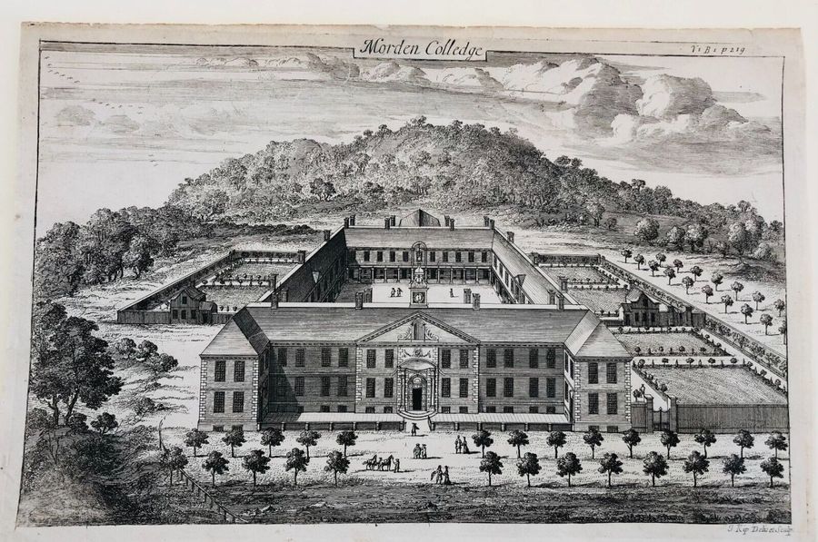 View: Morden College Engraving J. Kip 1710. Blackheath