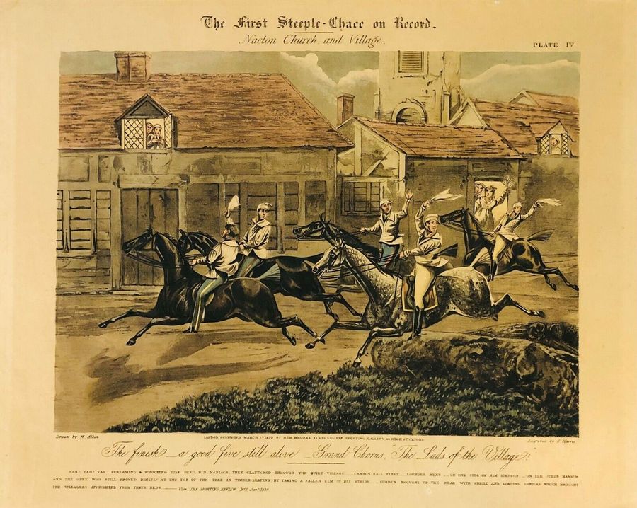 Antique H. Alken (1785-1851), I. Harris, The Steeple Chase (Published 1839), A Set of 4