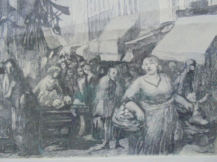 Antique French market scene