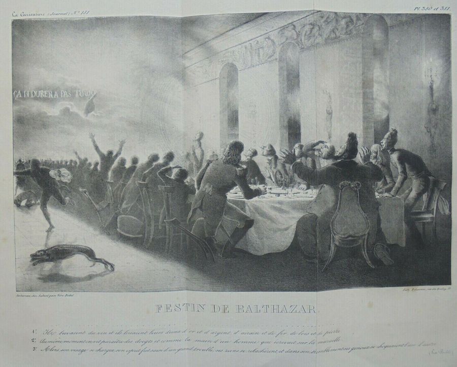 "Festin de Balthazar" La Caricature (Journal No 181) Pl. 380 & 381 (Panoramic)