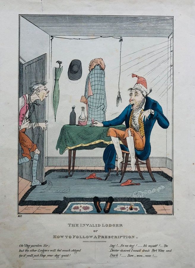 Antique Caricatures - The Invalid Lodger