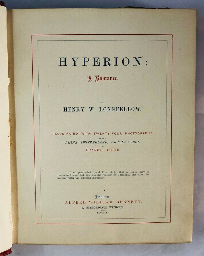 Antique Photographic Album of Longfellow's Hyperion (1864)