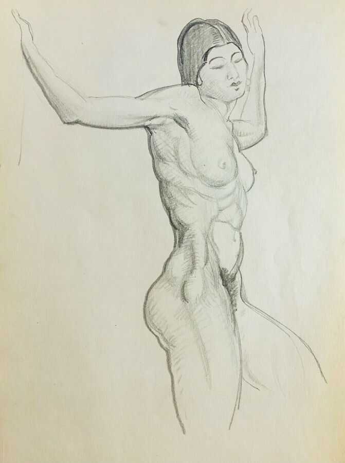 Antique William Greengrass (1896-1970), Study of a Female Nude, Pencil