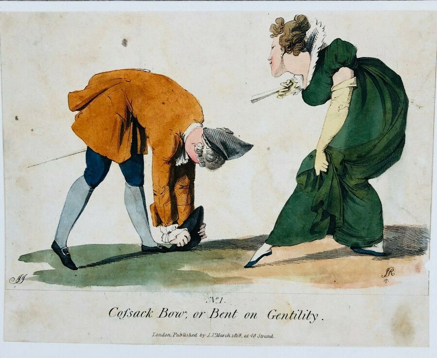 Antique JJ, Caricatures, Ca. 1800, Bent on Gentility, Pubd. March 1819
