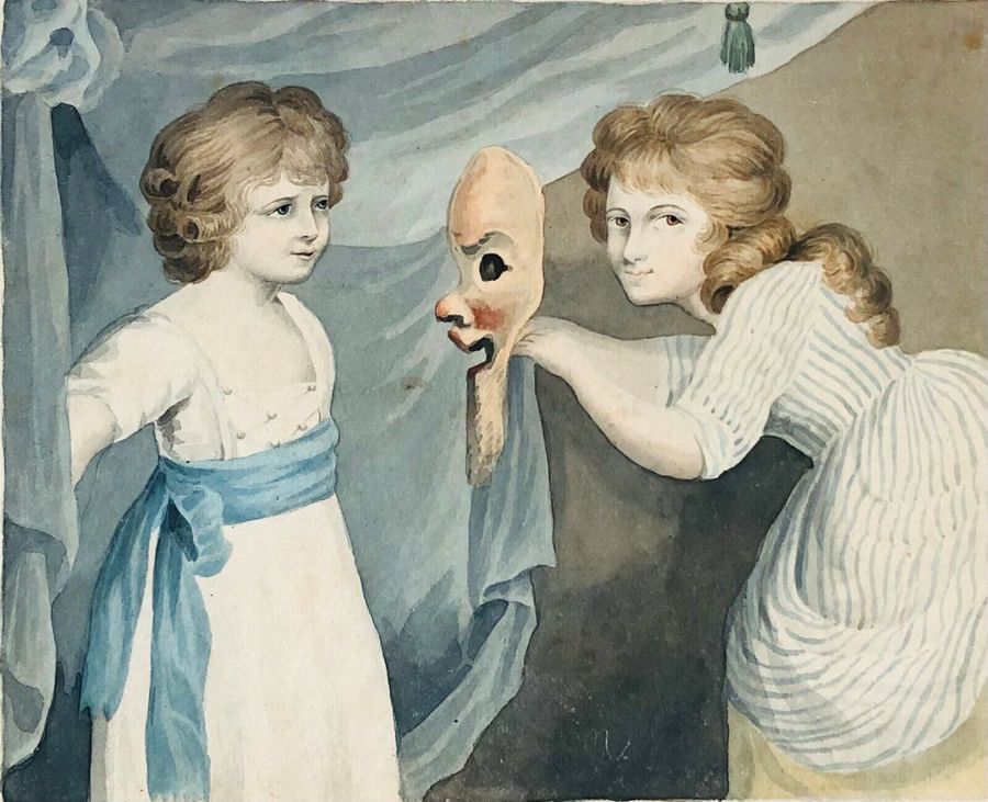 Antique The Mask, c. 1920, Watercolour