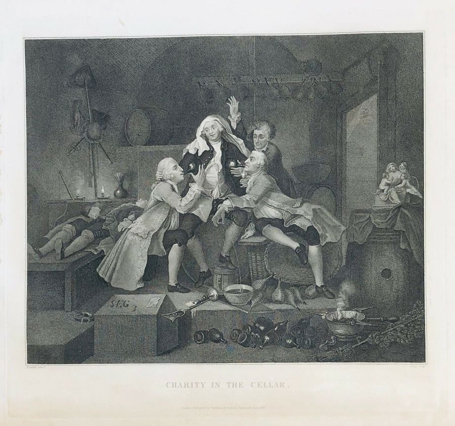 Antique William Hogarth (1697-1764), Charity in the Cellar