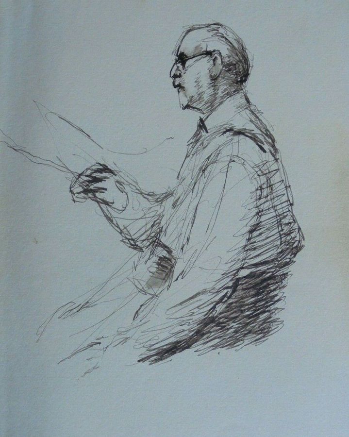 Antique Gordon Tattersfield - Drawing of a Conductor